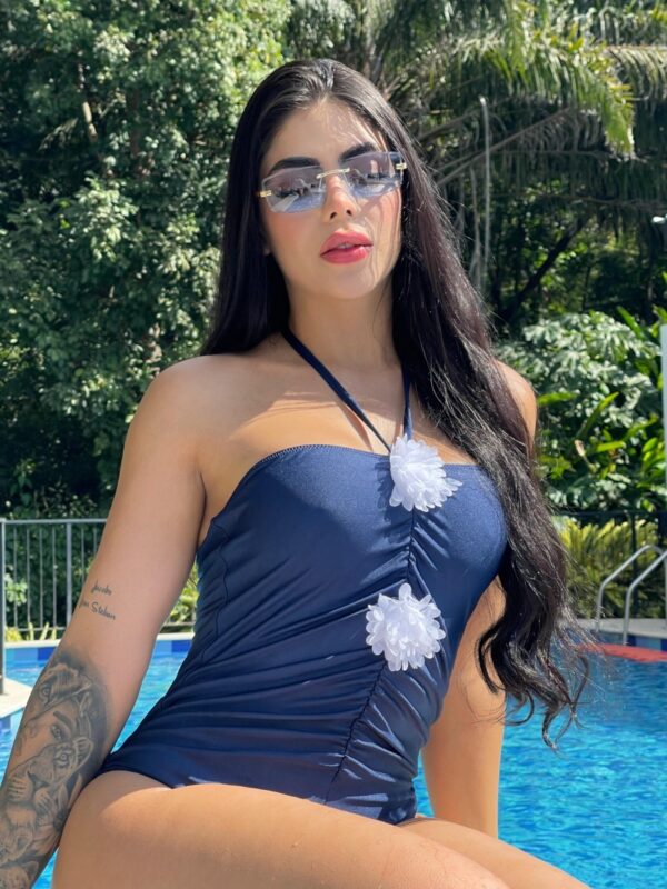 Monokiny Straple flor Azul