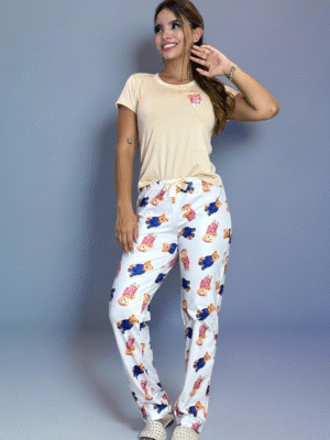 PIjama oso camiseta beige