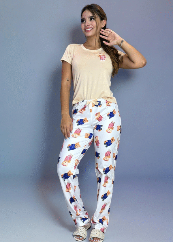 PIjama oso camiseta beige