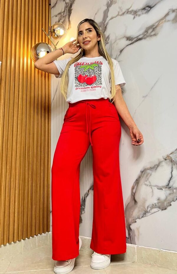 Conjunto bota campana cereza